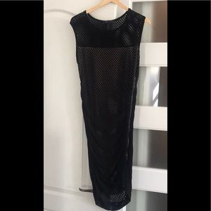 BCBG black mesh dress.